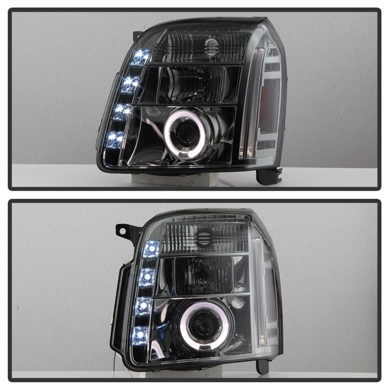 Phares de projecteur Spyder GMC Yukon 07-14/Yukon Denali 07-14 LED Halo LED Smke PRO-YD-GY07-HL-SM