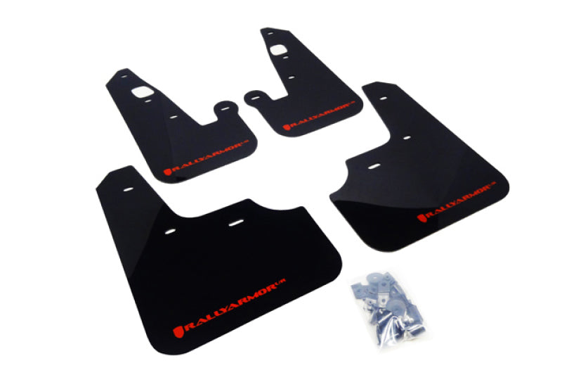 Bavette garde-boue Rally Armor 07-17 Mitsubishi Lancer noire UR avec logo rouge