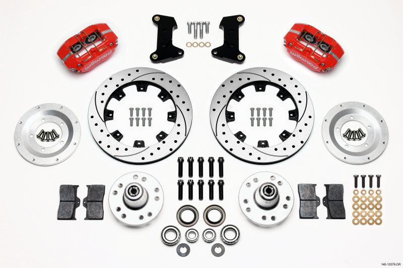 Kit de soufflet anti-poussière avant Wilwood Dynapro 12,19 pouces percé rouge 74-80 Pinto/Mustang II Axe de disque uniquement