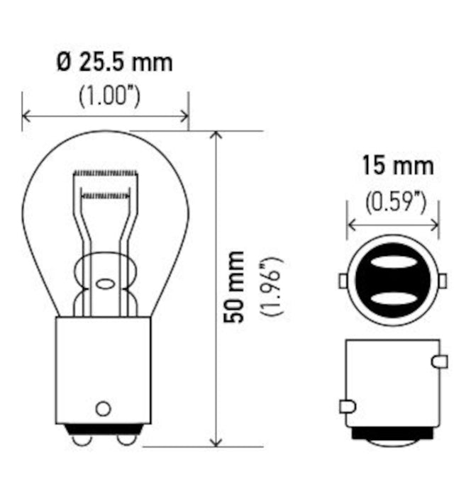 Ampoule Hella 2057 12V 27/7W BAY15d S8