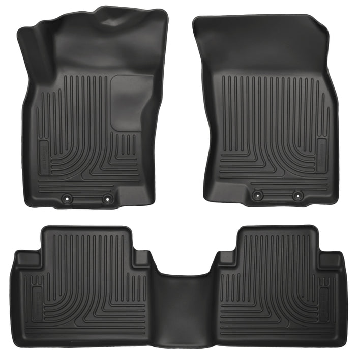 Revêtements de sol noirs Husky Liners WeatherBeater 14 pour Nissan Rogue avant et deuxième rangée