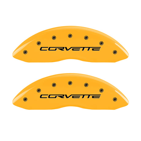 Couvre-étriers MGP 4 gravés à l'avant C6/Corvette gravés à l'arrière C6/Z06 finition noire argent ch