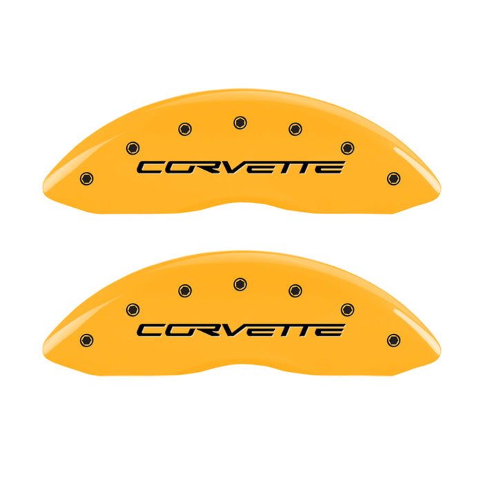 Couvre-étriers MGP 4 gravés avant et arrière C6/Corvette finition jaune noir ch