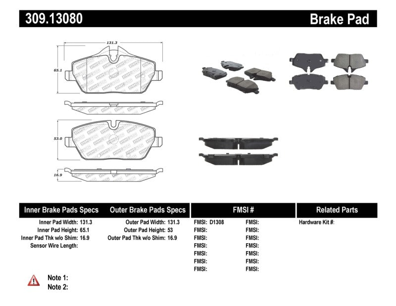 Plaquettes de frein StopTech Performance