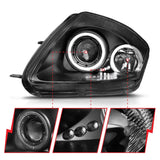 Phares de projecteur ANZO 2000-2005 Mitsubishi Eclipse avec halo noir