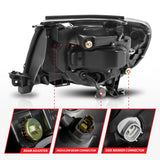 Phares de projecteur ANZO 05-11 Toyota Tacoma avec barre lumineuse Switchback boîtier noir