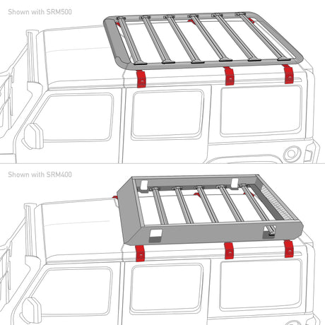 Kit de montage de gouttière de pluie Go Rhino 6 pièces pour rack SRM