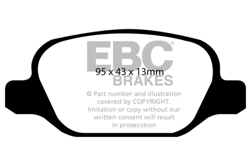 EBC 10-11 Fiat 500 1.4 (étriers Bosch) Plaquettes de frein arrière Greenstuff