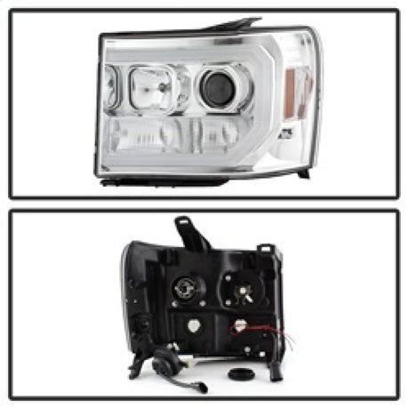 Phares de projecteur Spyder GMC Sierra 1500/2500/3500 07-13 V2 - Chrome PRO-YD-GS07V2-LBDRL-C