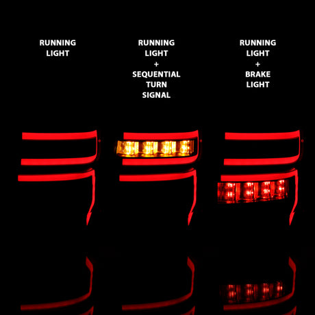 ANZO 2014-2020 Toyota 4Runner TL Boîtier noir Lentille fumée Barre lumineuse rouge avec séquentiel