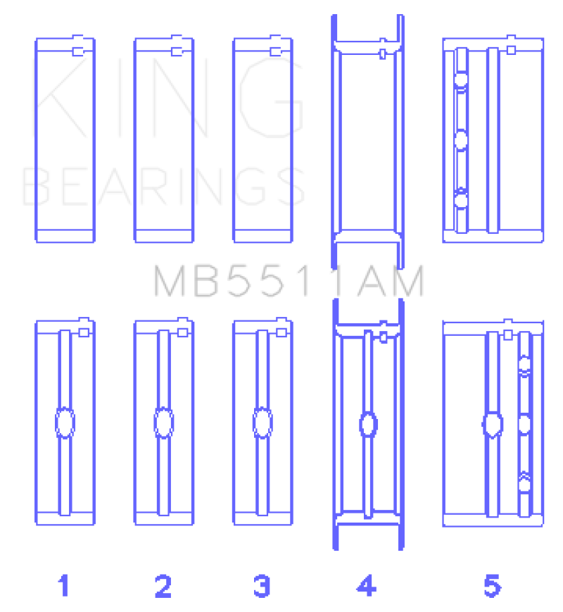 Ensemble de roulements principaux King GM V8 OHV 16 soupapes (taille STD)