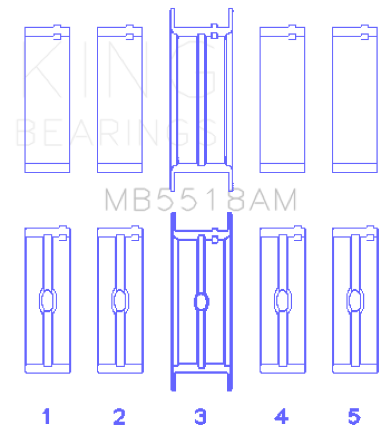 Ensemble de roulements principaux de vilebrequin King AMC / Jeep 390 et 401 (taille inférieure à 0,20 po)