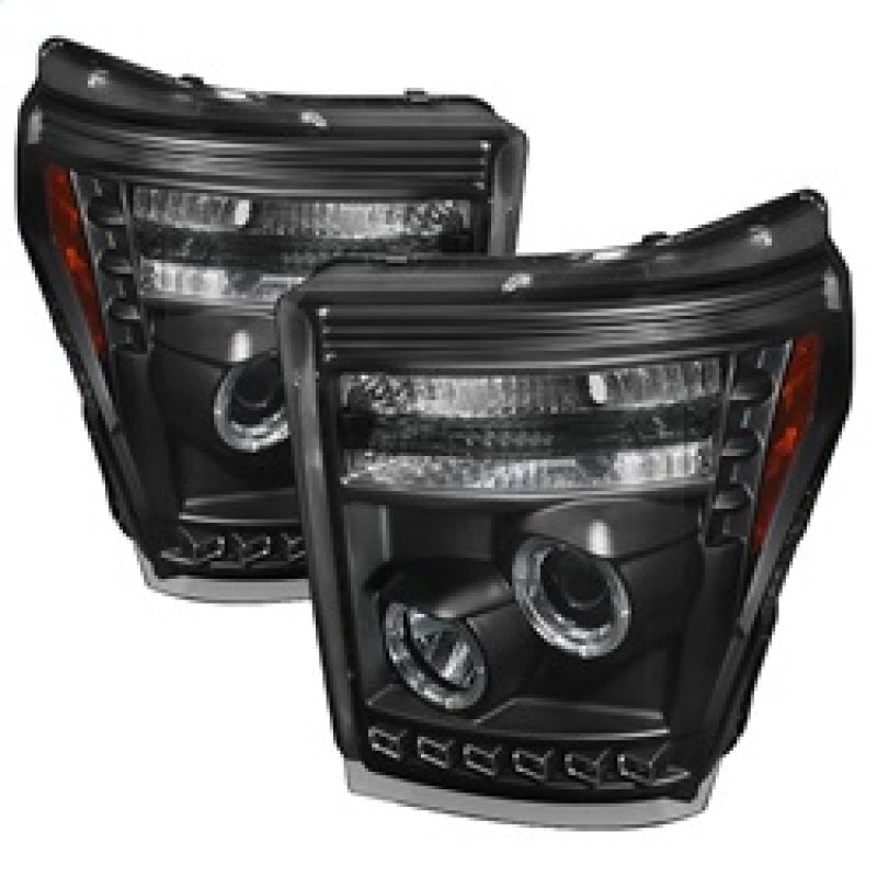 Phares de projecteur Spyder Ford Super Duty 11-15 LEDHalo DRL Blk High H1 Low 9006 PRO-YD-FS11-HL-BK