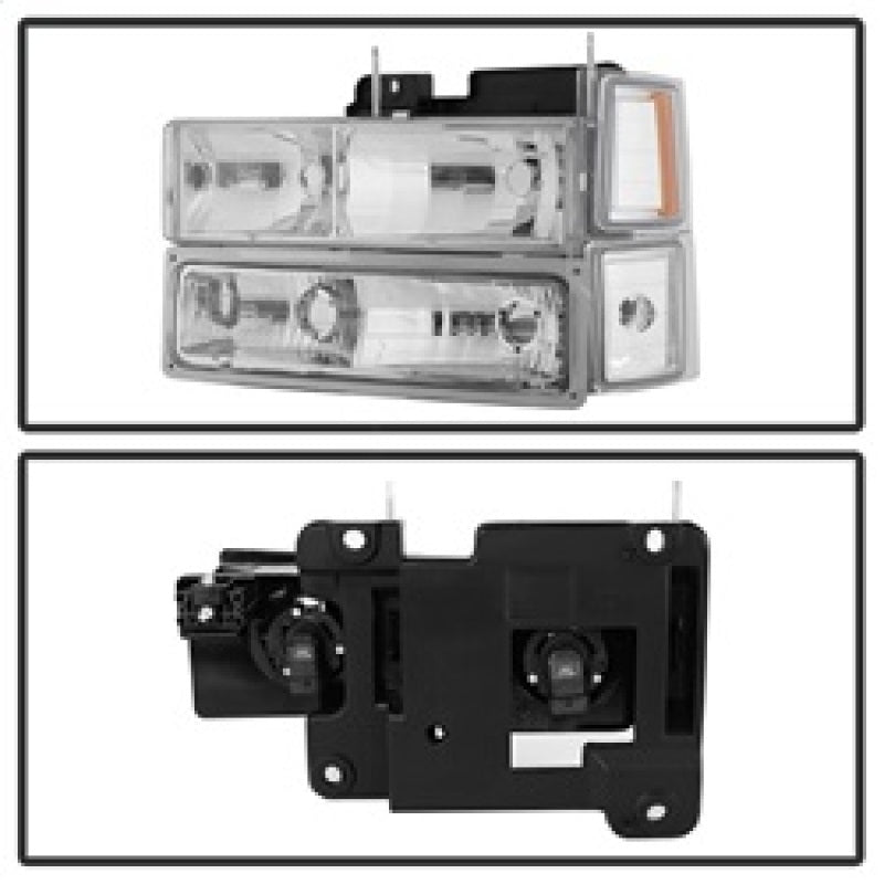 Phares Xtune Chevy Suburban 94-98 avec feux d'angle et feux de stationnement 8 pièces Chrome HD-JH-CCK88-AM-C-SET