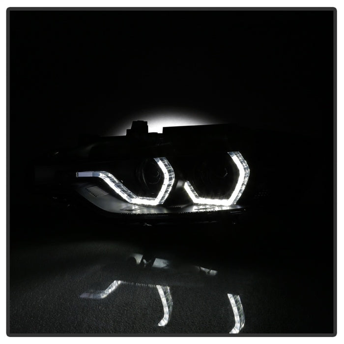 Phares de projecteur Spyder 12-14 BMW F30 Série 3 4DR - LED DRL - Fumée noire PRO-YD-BMWF3012-DRL-BSM