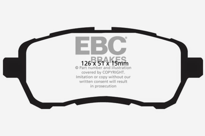 Plaquettes de frein avant EBC pour Mazda 2 1,5 L Ultimax2 2010-2016