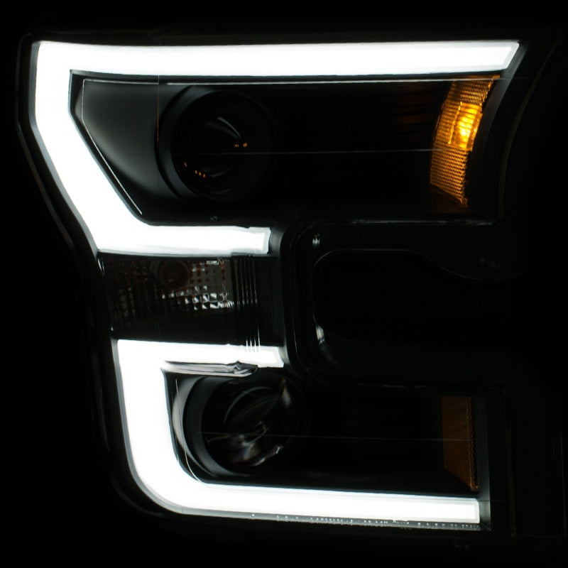 Phares de projecteur ANZO 2015-2017 Ford F-150 avec interrupteur de style planche noir avec ambre