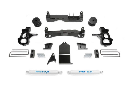 Fabtech 14-18 GM C/K1500 P/U w/oE Alm Or Stmp Stl UCA 4in Basic Sys w/Perf Shks