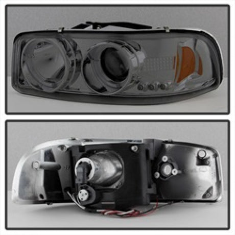 Phares de projecteur Spyder GMC Sierra 1500/2500/3500 99-06 LED Halo LED Fumée PRO-YD-CDE00-HL-SMC