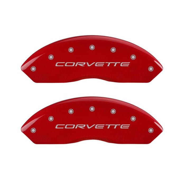 Couvre-étriers MGP 4 gravés avant et arrière C5/Corvette finition rouge argent ch