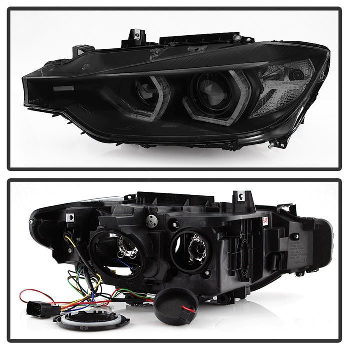 Phares de projecteur Spyder 12-14 BMW F30 Série 3 4DR - LED DRL - Fumée noire PRO-YD-BMWF3012-DRL-BSM