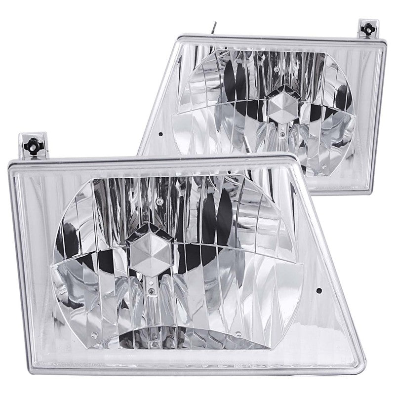 Phares avant en cristal chromés ANZO 1992-2006 Ford Econoline