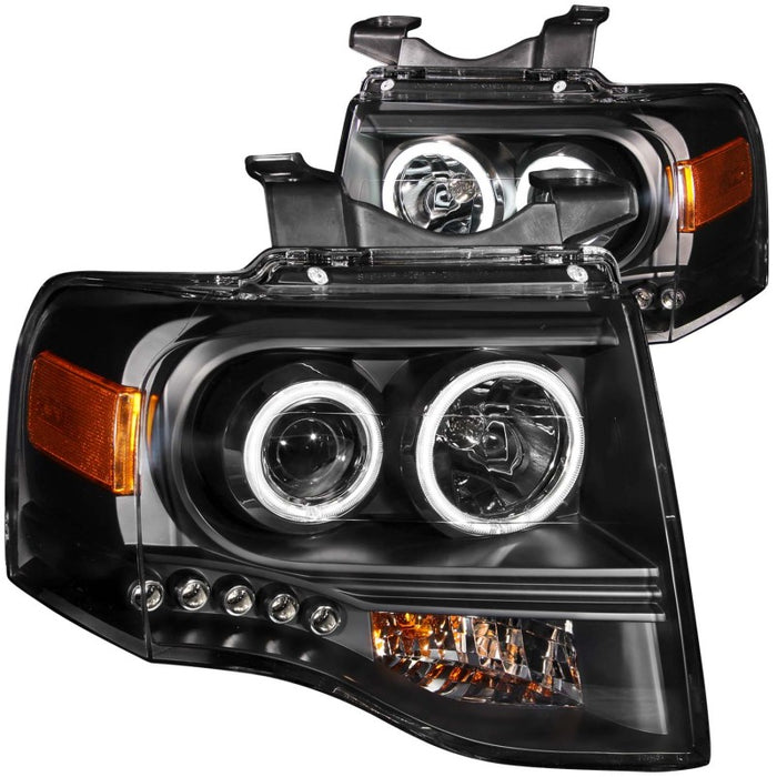 Phares de projecteur ANZO 2007-2014 Ford Expedition avec halo noir