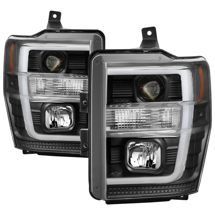 Phares de projecteur Spyder 08-10 Ford F-250 SD V2-Barre de feu arrière à interrupteur-Noir PRO-YD-FS08V2-SBLB-BK