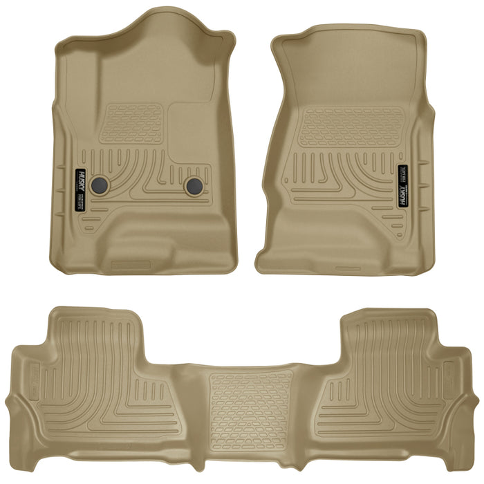 Revêtements de sol avant et 2e siège Husky Liners 2015 Chevy/GMC Suburban/Yukon XL WeatherBeater Combo Tan