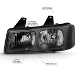 Phare avant en cristal ANZO 2003-2017 Chevy Express noir