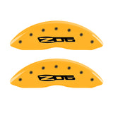 MGP 4 Caliper Covers Engraved Front C6/Corvette Engraved Rear C6/Z06 Yellow finish black ch