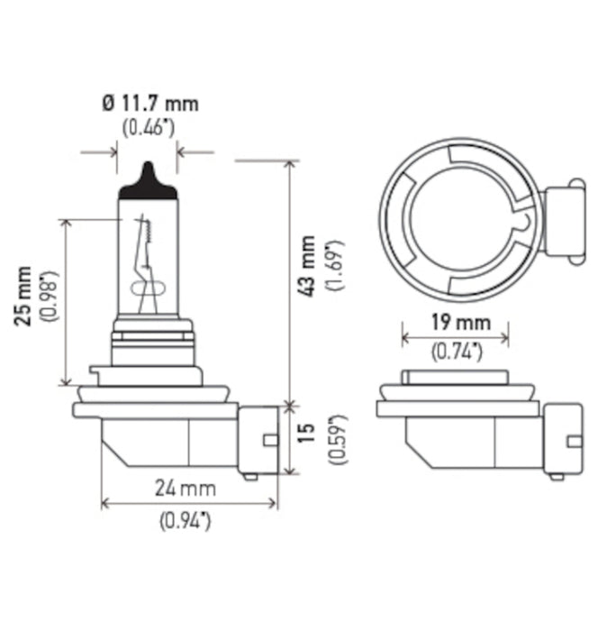 Ampoule Hella H8 12V 35W PGJ19-1 T4