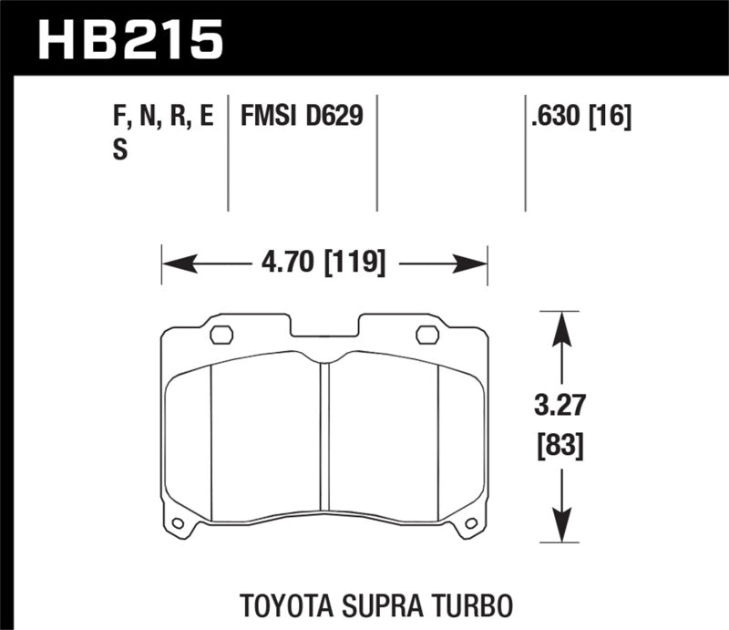 Plaquettes de frein avant HPS pour Toyota Supra TT 93-98 Hawk