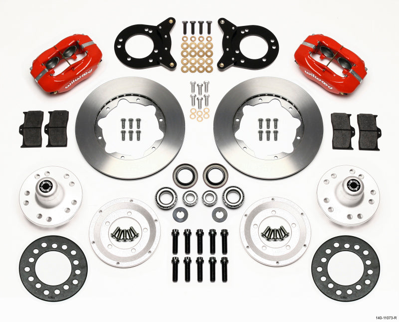 Kit de disque et de tambour avant forgé Wilwood Dynalite 11,00 pouces rouge Mustang 1970-1973