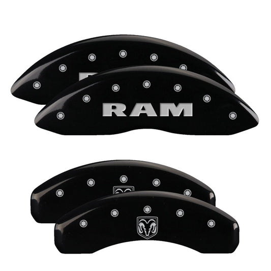 MGP 4 Caliper Covers Engraved Front Ram Rear Ramhead Black Finish Silver Char 2019 Ram 1500