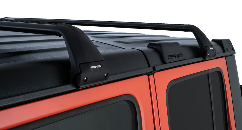 Barres de toit Rhino-Rack 07-22 pour Jeep Wrangler JK/JL 4 portes Hard Top Vortex SG 2 barres - Noir