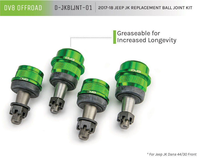 Kit de rotule de rechange pour Jeep Wrangler JK 07-18 DV8 Offroad - Dana 30/44