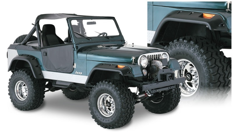 Élargisseurs de style découpé Bushwacker 59-83 Jeep CJ5 4 pièces - Noir