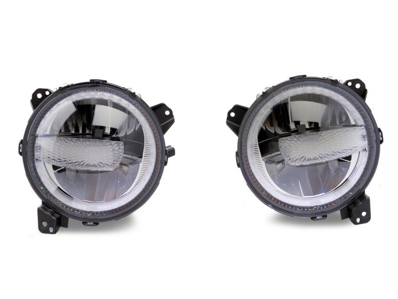 Raxiom 18-23 Jeep Wrangler JL Axial Series 9-In LED Headlights- Blk Housing (Clear Lens)