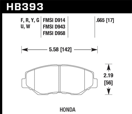 Plaquettes de frein avant Hawk 15 Honda Accord Race DTC-30