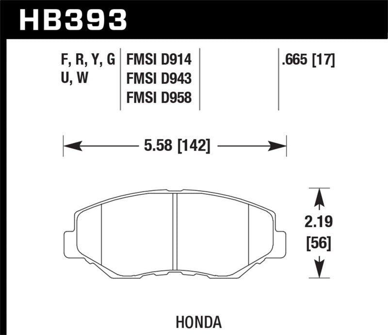 Plaquettes de frein avant Hawk 15 Honda Accord Race DTC-30