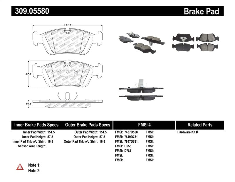 Plaquettes de frein avant StopTech 96-02 BMW Z3 / 03-08 Z4 / 97-00 323 / 10/90-99 325/328 (E30/E36)