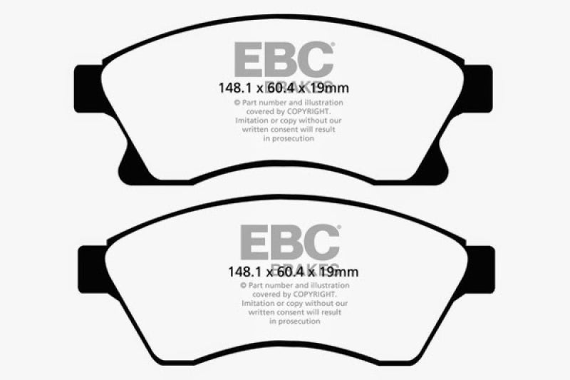 Plaquettes de frein avant Greenstuff EBC 11+ Chevrolet Cruze 1.4 Turbo (rotor avant de 10,9 pouces)