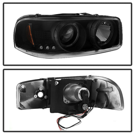 Phares de projecteur Spyder GMC Sierra 1500/2500 99-06 LED Halo LED Blk Smke PRO-YD-CDE00-HL-BSM