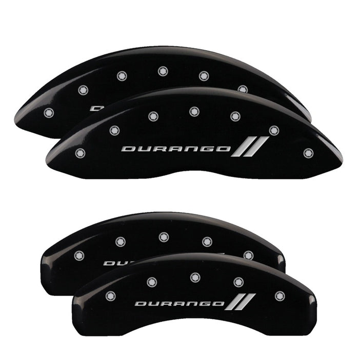 MGP 4 Caliper Covers Engraved Front & Rear With stripes/Durango Black finish silver ch