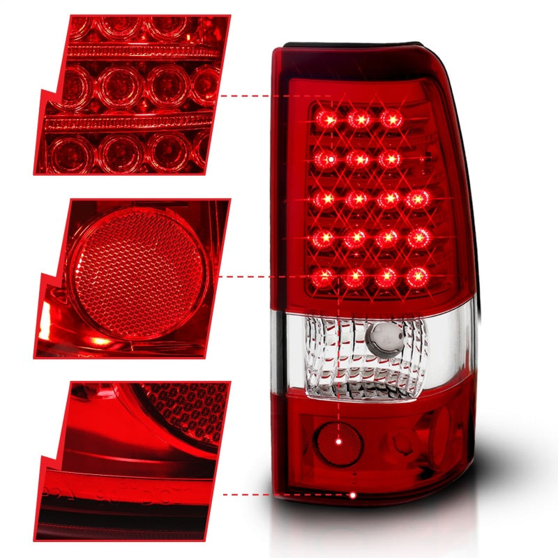 Feux arrière à LED ANZO 2003-2006 Chevrolet Silverado 1500 Rouge/Clair