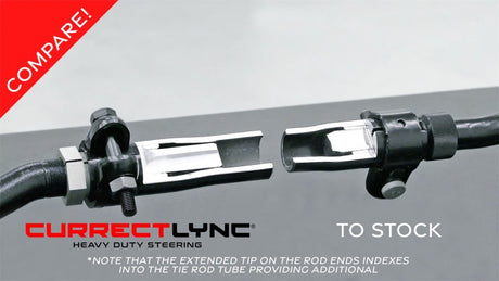Système de direction RockJock JK Currectlync avec biellette de direction inversée de 1,65 po de diamètre et biellette de direction de 1,3 po de diamètre avec quincaillerie