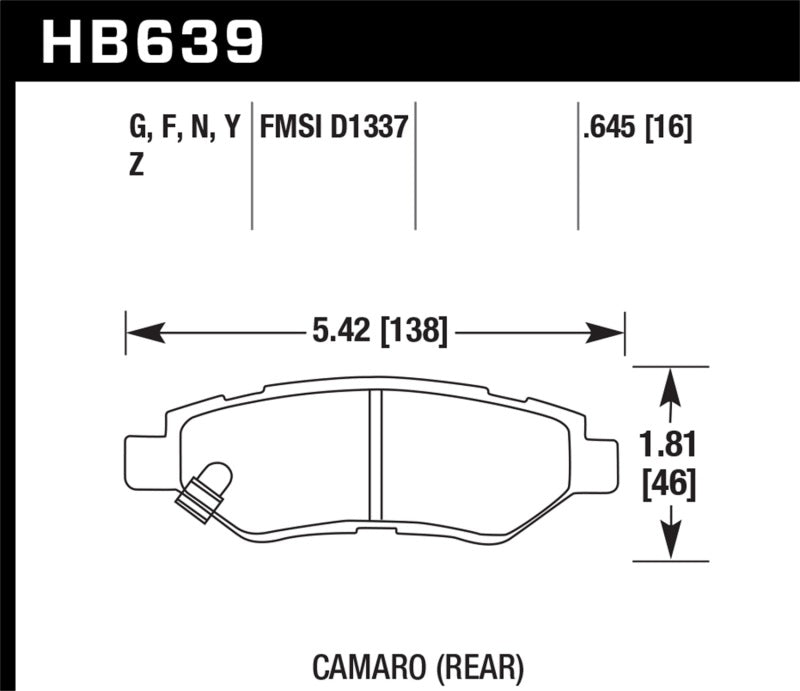 Plaquettes de frein arrière Hawk 10-15 Chevrolet Camaro 3.6L / 08-14 Cadillac CTS (avec freins JE5/J55) DTC-60 Race