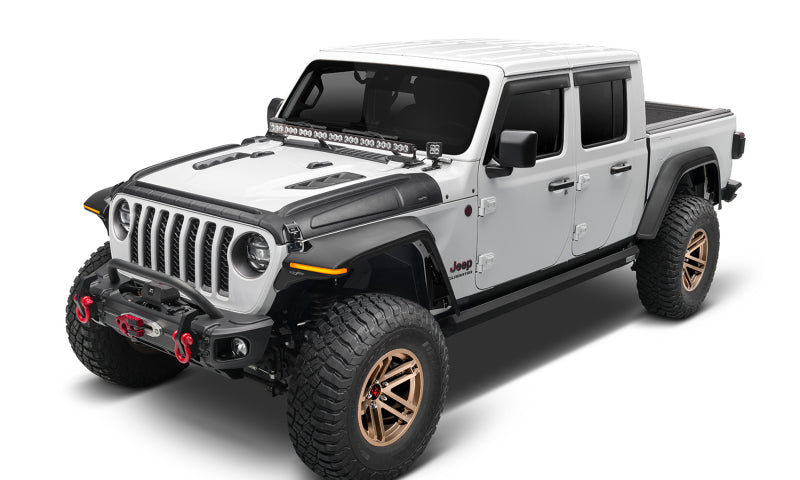 Bushwacker 18-22 Jeep Wrangler 2/4 portes / 20-22 Jeep Gladiator Trail Armor Capot Armor (3 pièces) - Tex. Blk
