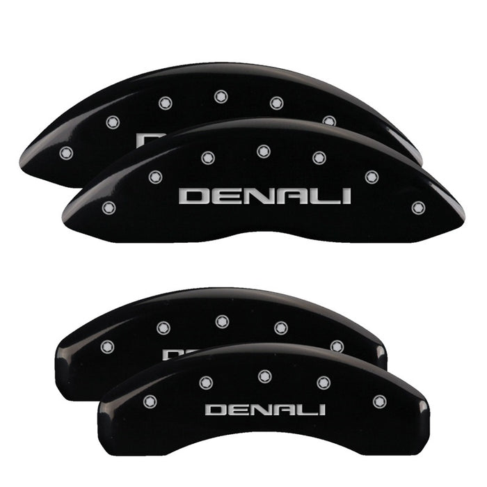 Couvre-étriers MGP 4 gravés avant et arrière Denali Black finition argent ch